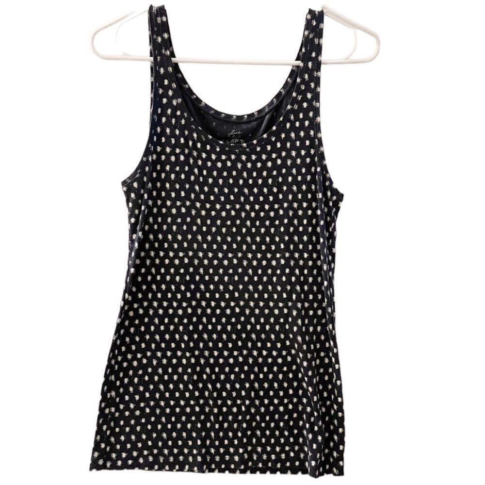 LOFT Dotted Essential Tank, Navy blue and White, Size large, NWOT